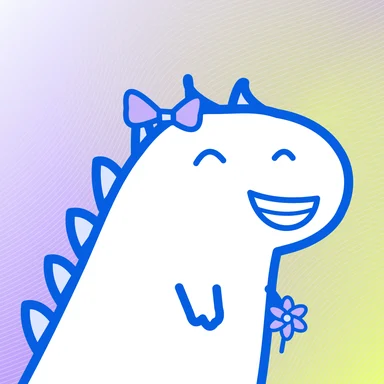#015 · Tiny rex · Laughing · Cloud swirl · Bow & flower