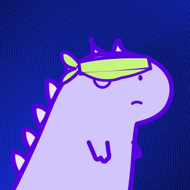 #074 · Tiny rex · Wide-eyed · Ultra violet · Visor