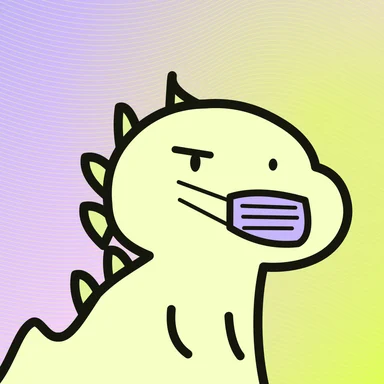 #095 · Bright eyes · Smug · Lemon & lilac · Face mask