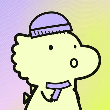 #109 · Cloudy · Surprised · Lemon & lilac · Beanie & scarf