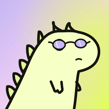 #128 · Tiny rex · Wide-eyed · Lemon & lilac · Aviators