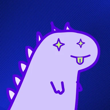 #298 · Tiny rex · Sparkle eyes / Tongue out · Ultra violet