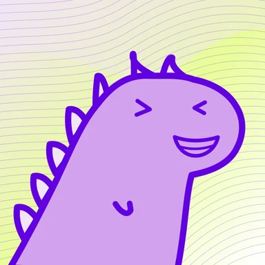 #326 · Tiny rex · Happy squint · Lilac daydream